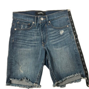 Express - Women’s Size 4 Medium Wash Bermuda High Rise Stretch Distressed